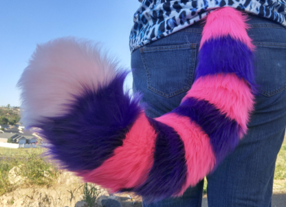 furry cheshire cat costume tail pink xl