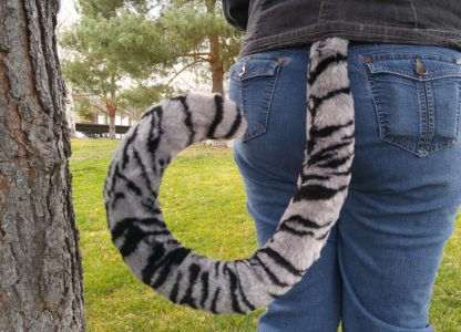 furry silver tiger costume tail