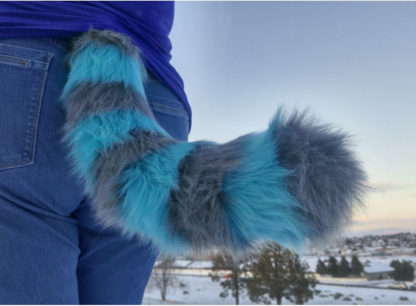 furry cheshire cat costume tail blue mini